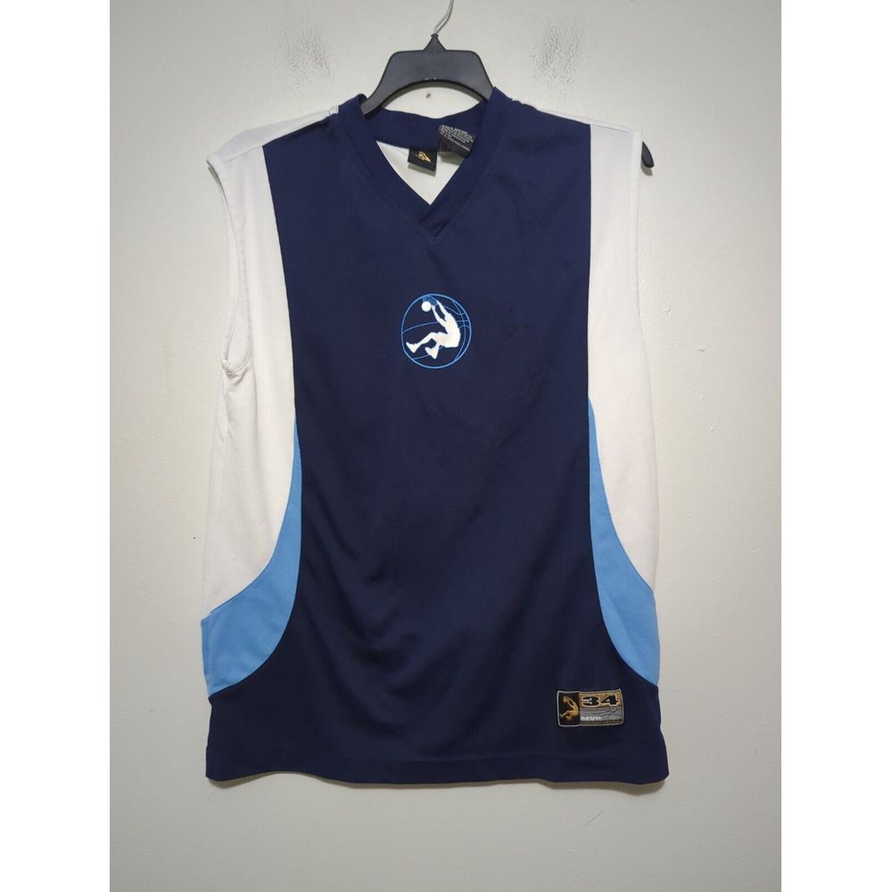 Shaq Dunkman‎ Mens Medium Navy White Blue 34 MVP Basketball Jersey Sleeveless